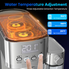 Espresso Machine 20 Bar Temperature Time LED Display Espresso Maker with Stepless Adjustable Automatic Milk Frother for Cappuccino Latte Americano Stainless Steel Coffee Machine with ESE Pod Filter