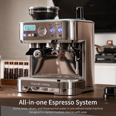 Semi-Automatic Espresso Machine with Grinder & Milk Frother – 58mm Professional Coffee Maker