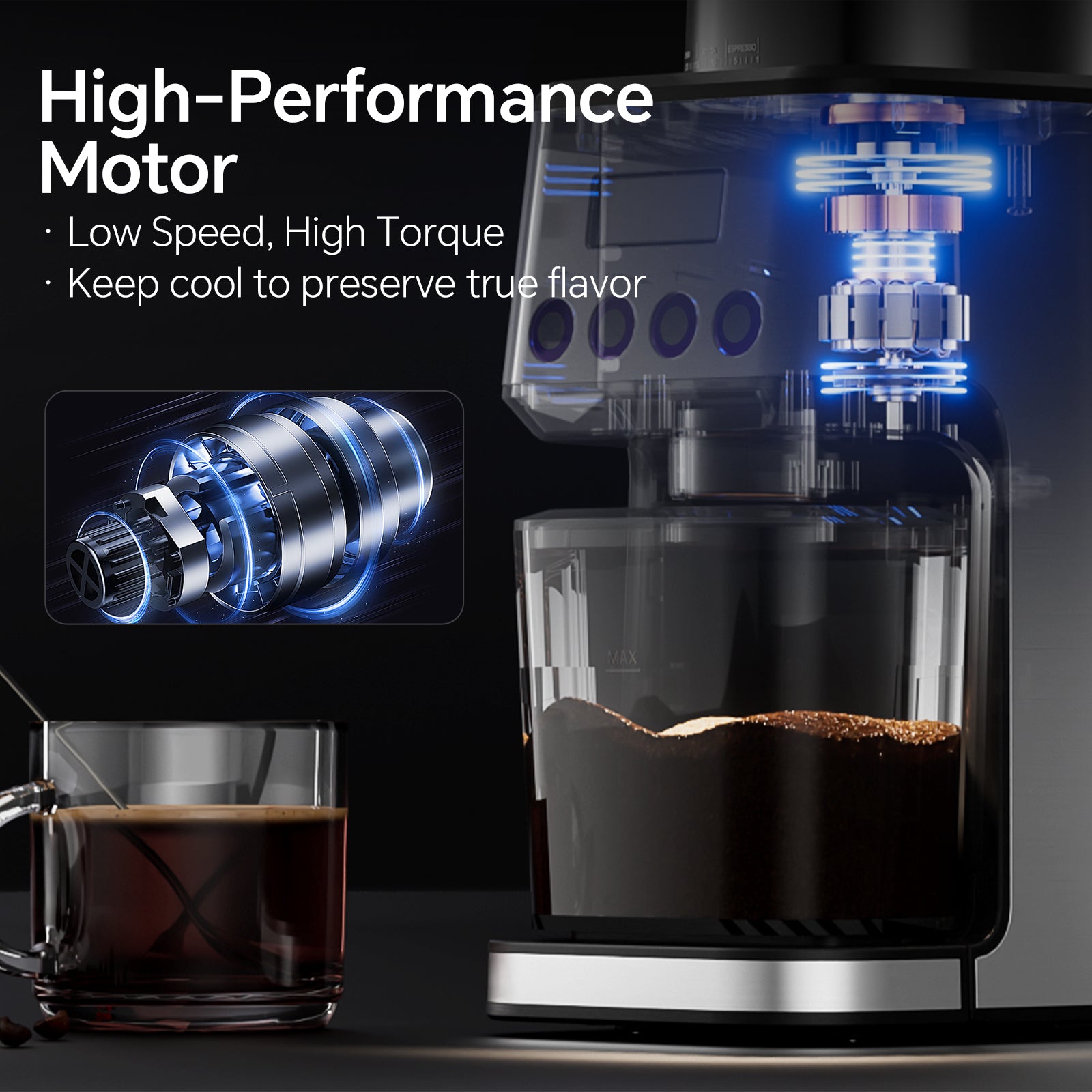 URintells Cuising Electric Conical Burr Coffee Grinder,51 Grind Settings,12.3 oz Bean Hopper,1-12 Cup,for Espresso/Drip/Pour over/French Press