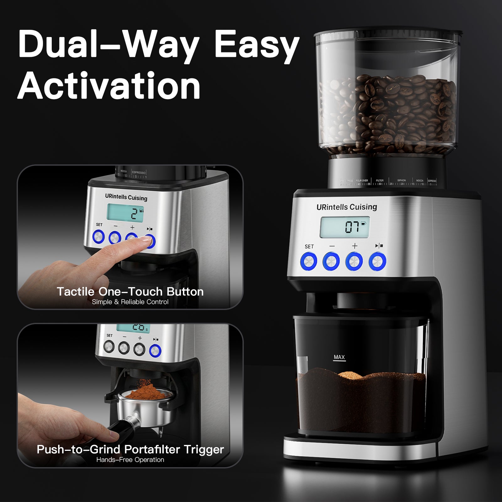 Electric Coffee Grinder with 51 Settings – Conical Burr Coffee Bean Grinder for Espresso & Pour-Over