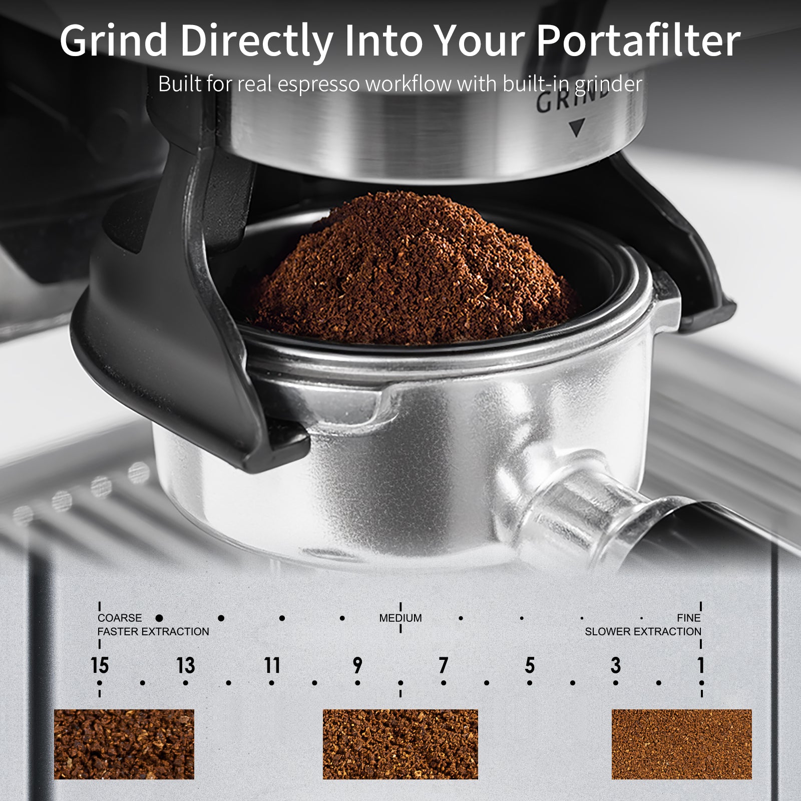 Semi-Automatic Espresso Machine with Grinder & Milk Frother – 58mm Professional Coffee Maker