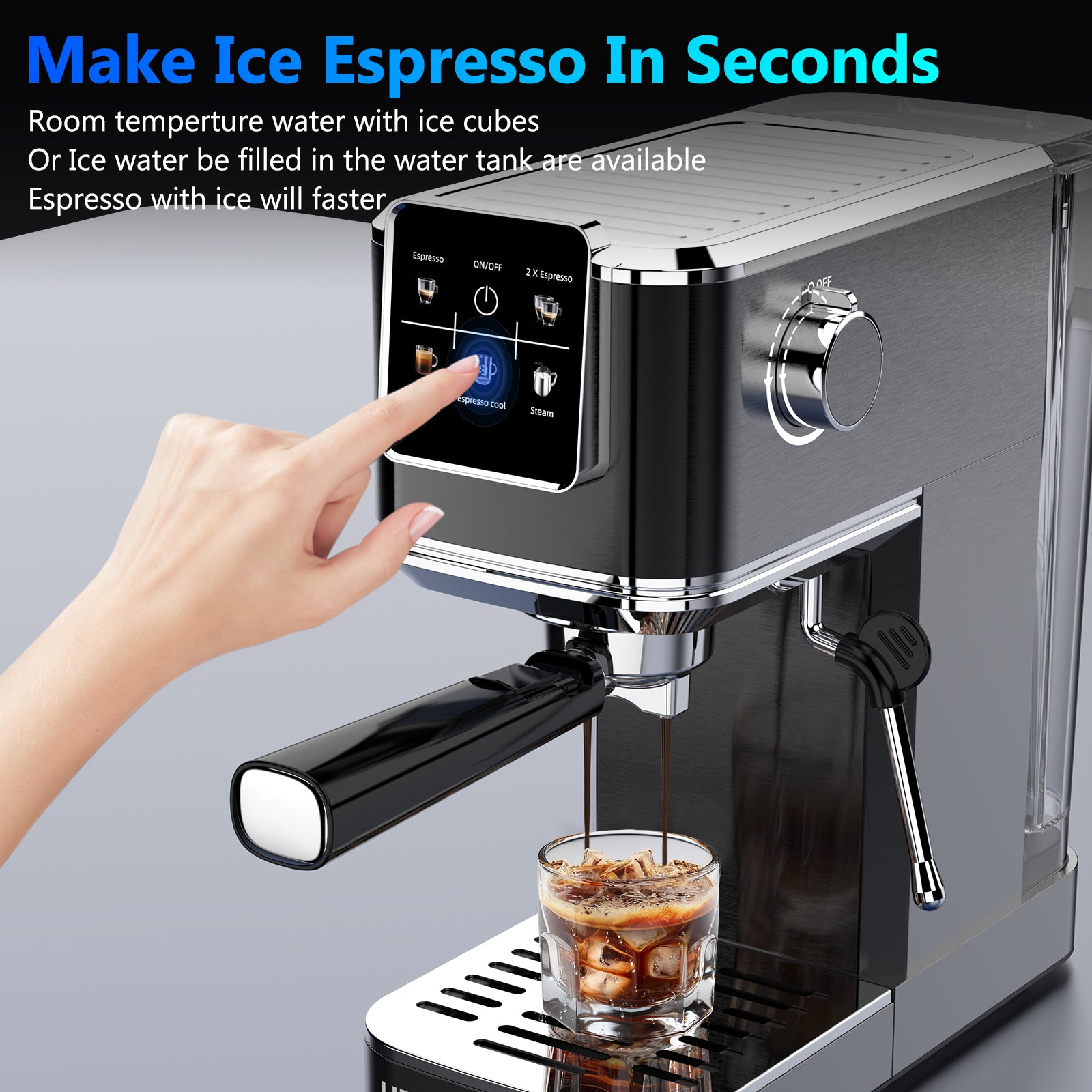 URintells Cuising Espresso Machine 20 Bar,Touch Screen Espresso Maker with Steam Milk Frother,Stainless Steel Expresso Coffee Machine for Cappuccino Latte Cold Brew,1350W Fast Heat Up System