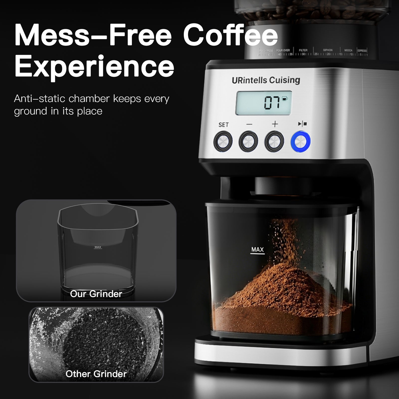 Electric Coffee Grinder with 51 Settings – Conical Burr Coffee Bean Grinder for Espresso & Pour-Over