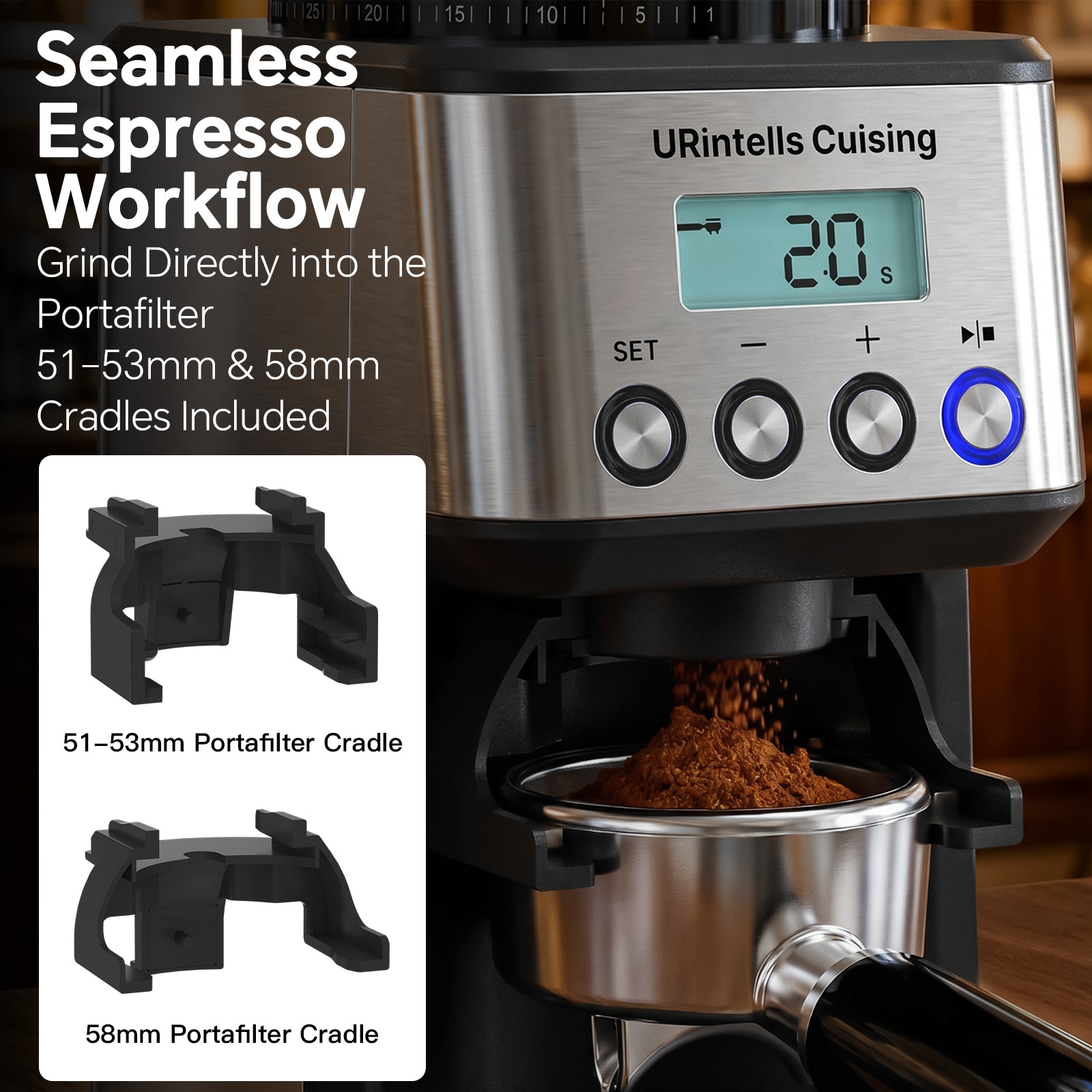 URintells Cuising Electric Conical Burr Coffee Grinder,51 Grind Settings,12.3 oz Bean Hopper,1-12 Cup,for Espresso/Drip/Pour over/French Press
