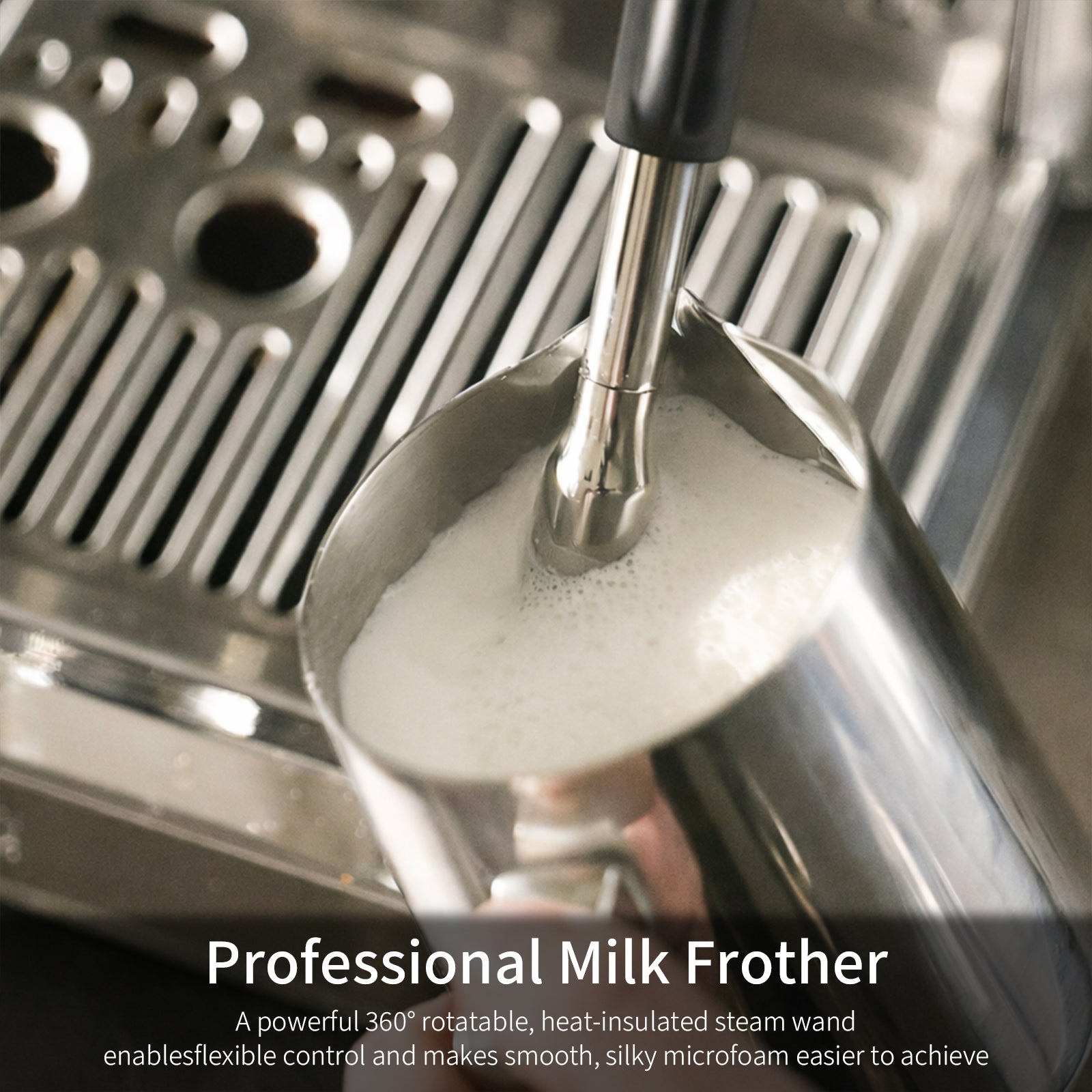 Semi-Automatic Espresso Machine with Grinder & Milk Frother – 58mm Professional Coffee Maker