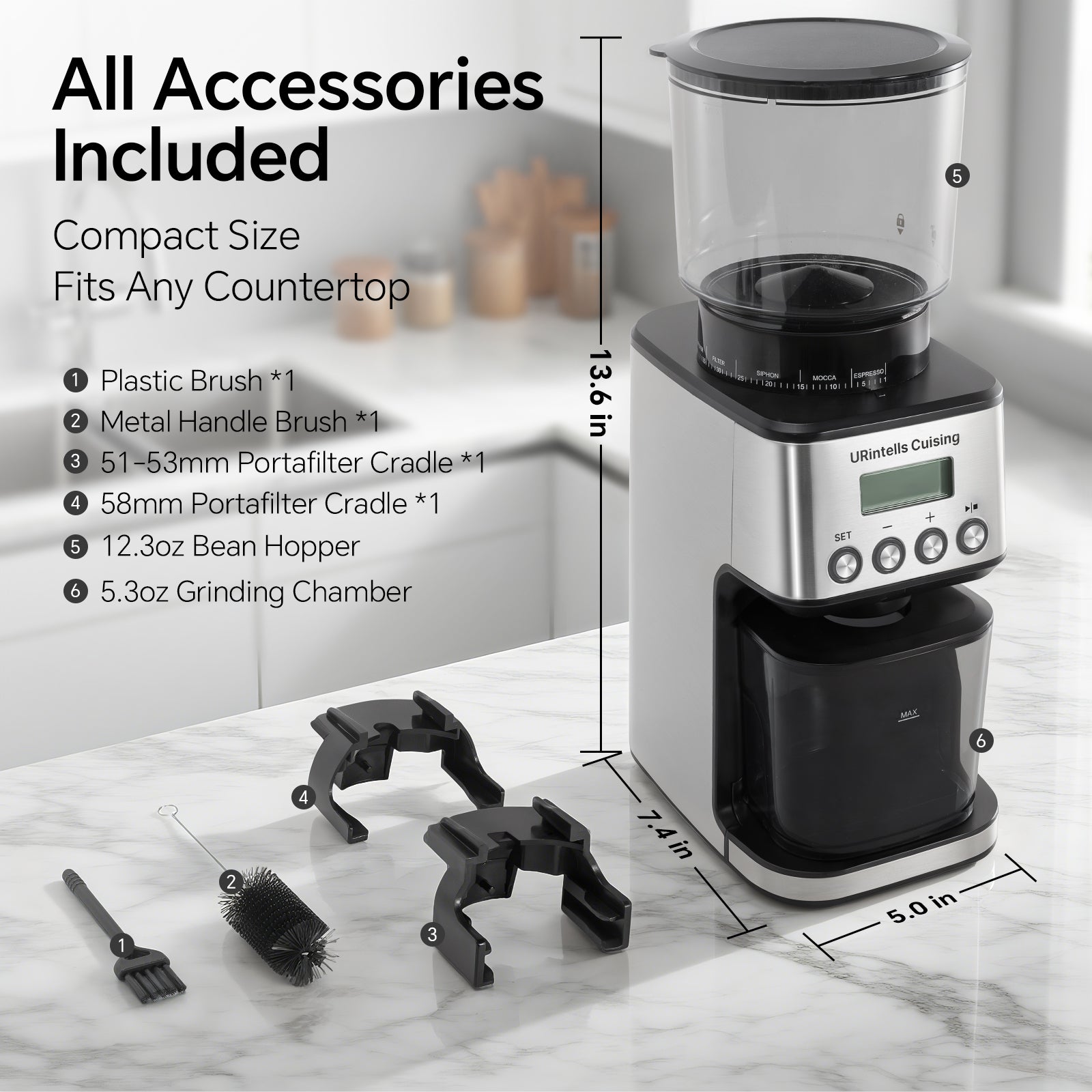 Electric Coffee Grinder with 51 Settings – Conical Burr Coffee Bean Grinder for Espresso & Pour-Over