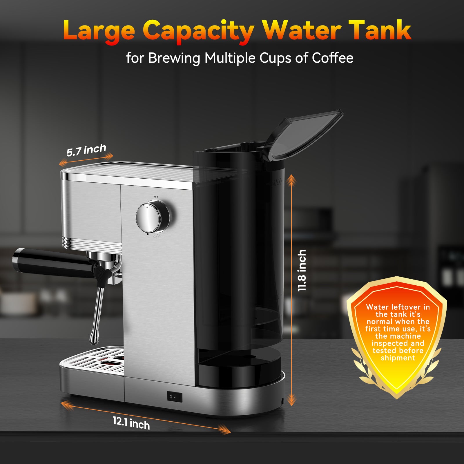 Espresso Machine with Temperature Timer LED Display 20 Bar Espresso Maker with Adjustable Extraction Temperature Stainless Steel Coffee Machine with Powerful Steam Wand for Cappuccino Latte Americano